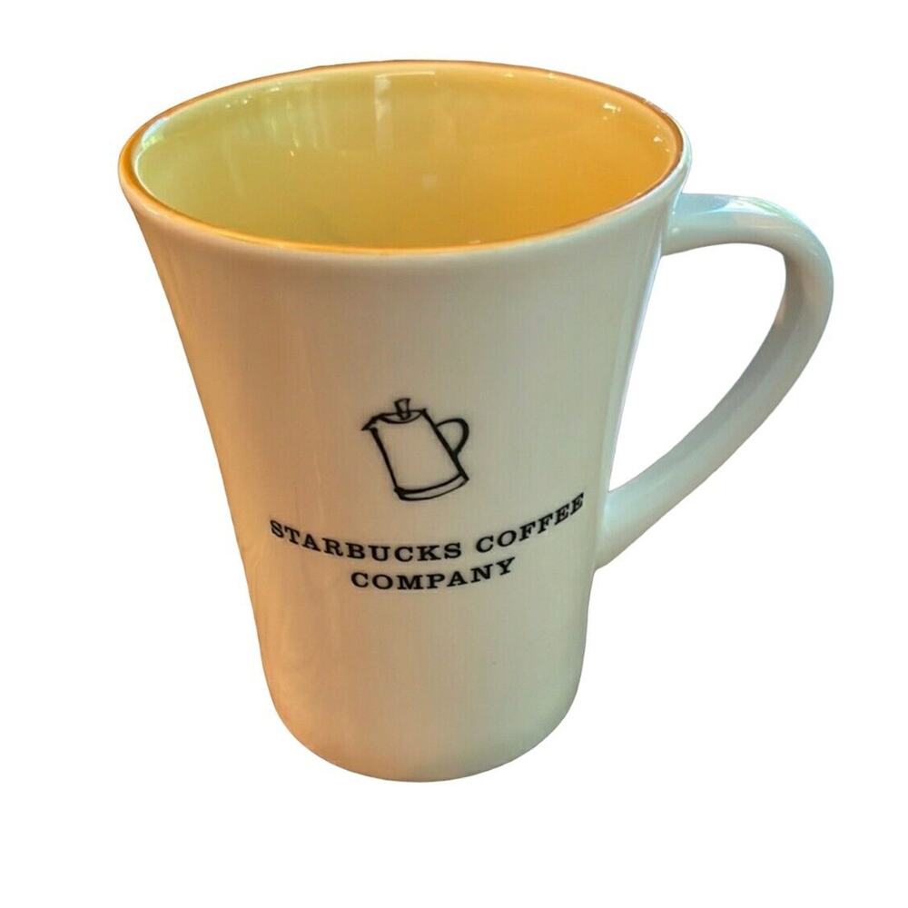 2006 Starbucks Coffee Pot Percolator Yellow Inside Bone China Mug Cup